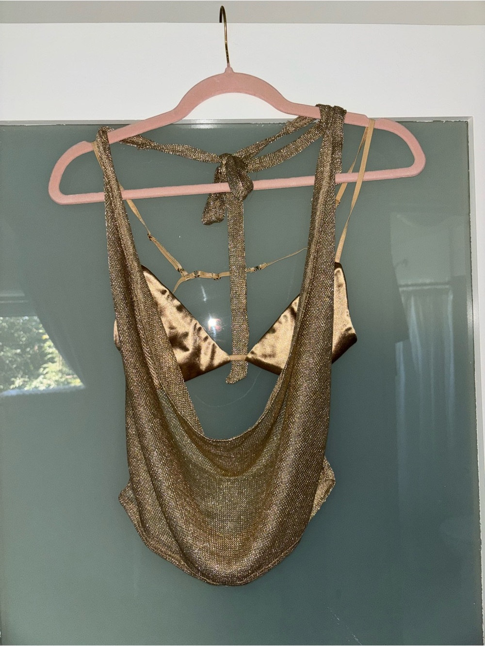 Gold Shimmer cowl neck neck top - Picture 4 of 6